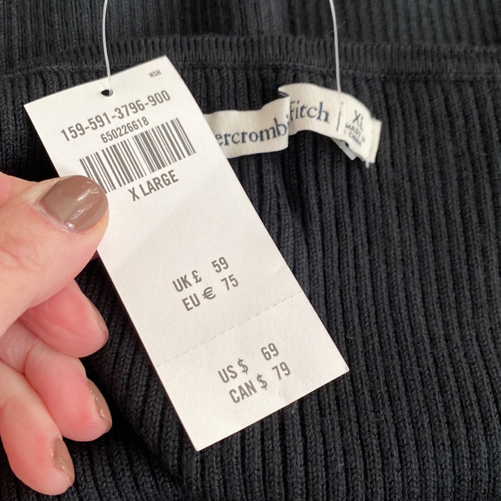 NEW Abercrombie & Fitch Strappy Halter Mini Sweater Dress SZ XL in Black - Picture 8 of 9